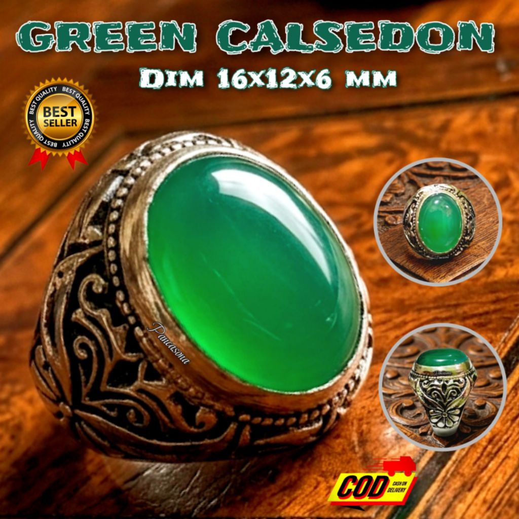 HIJAU GREEN KALSEDON AGATE STONE RING (GARUT GREEN AGATE)