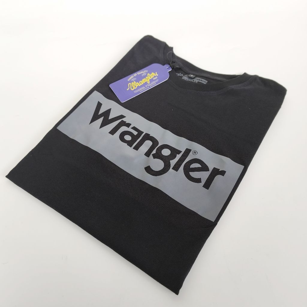 WRANGLER แรงเลอร์ ผู้ชายบล็อกผ้าฝ้ายพรีเมี่ยมหวี 100% เสื้อยืด ไม่จํากัดเพศ
