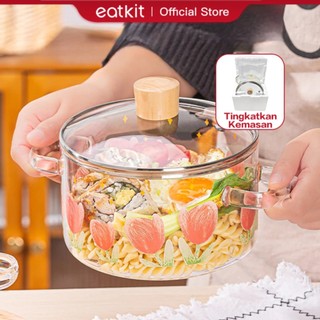 Eatkit Panci Soup Rebus Kaca Tebal 1700ml Borosilicate Glass Cooking Soup Pot Transparan Anti Panas