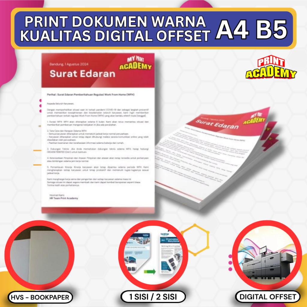 DOCUMENT PRINTING / DOCUMENT PRINTING FULL COLOR HVS BOOKPAPER DIGITAL QUALITY OFFSET A4 B5