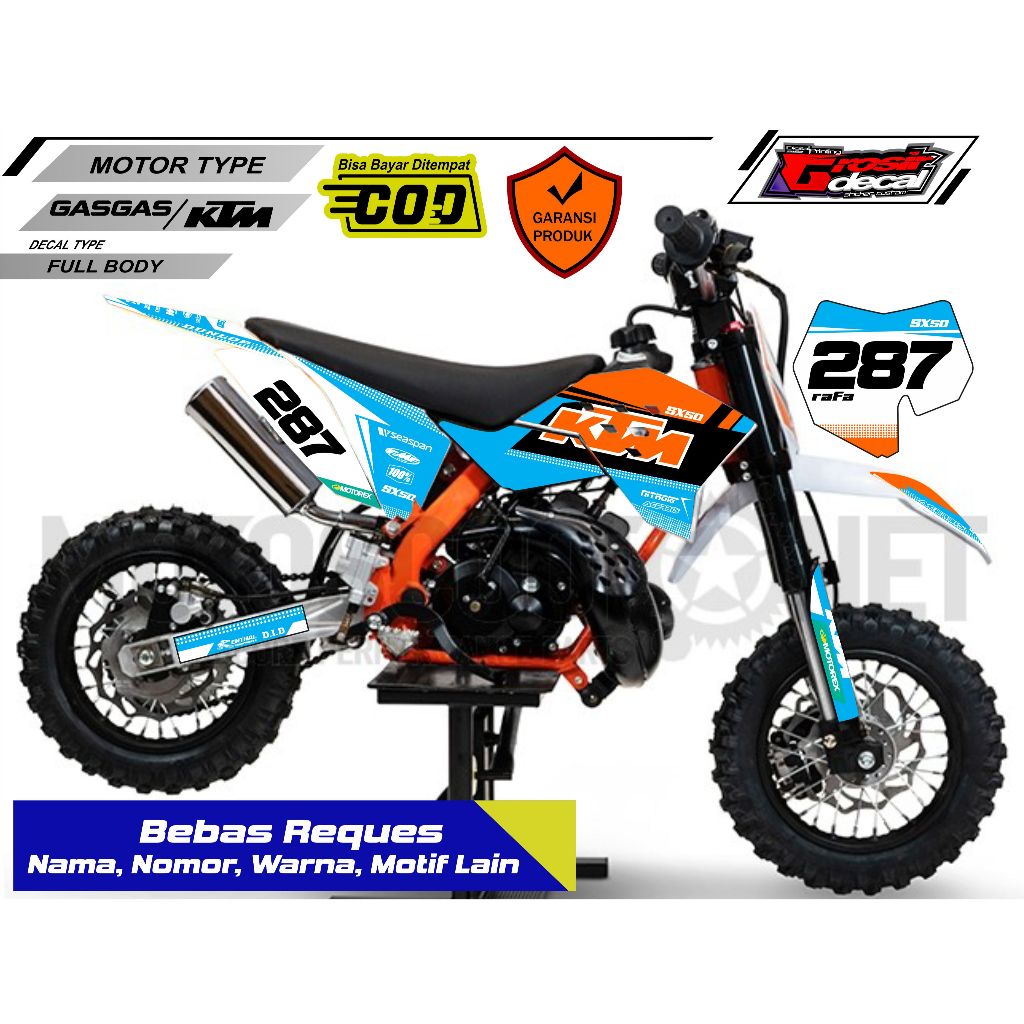 สติ๊กเกอร์ Striping Mini Trail Gazgas 50cc KTM 50cc SSR 50cc PC50 50cc MINI M 50cc Full Body ฟรีขอ