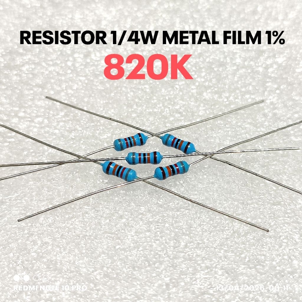 (10 ชิ้น) 1/4W 1/4WATT 820K 820K KILO MF 1% ROHS RESISTORS