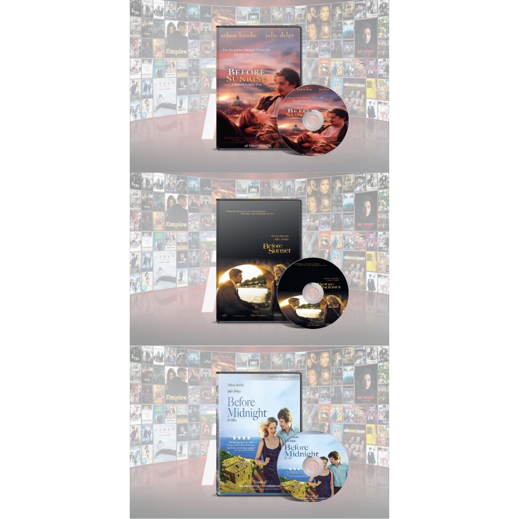 DVD Before Sunrise (1995) + DVD Before Sunset (2004) + DVD Before Midnight (2013)