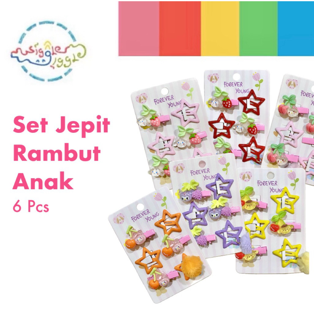 Wiggle.Giggle กิ๊บติดผมเด็กตัวละคร Sanrio - 1 ชุด 6 ชิ้น