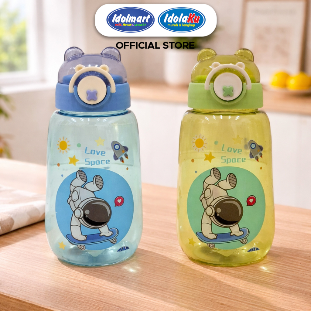IDOLMART ขวดน้ํา 700ML ขวดหัดดื่มสําหรับเด็กนักบินอวกาศพร้อมสายรัด BPA Free ป้องกันการรั่วซึม AU63