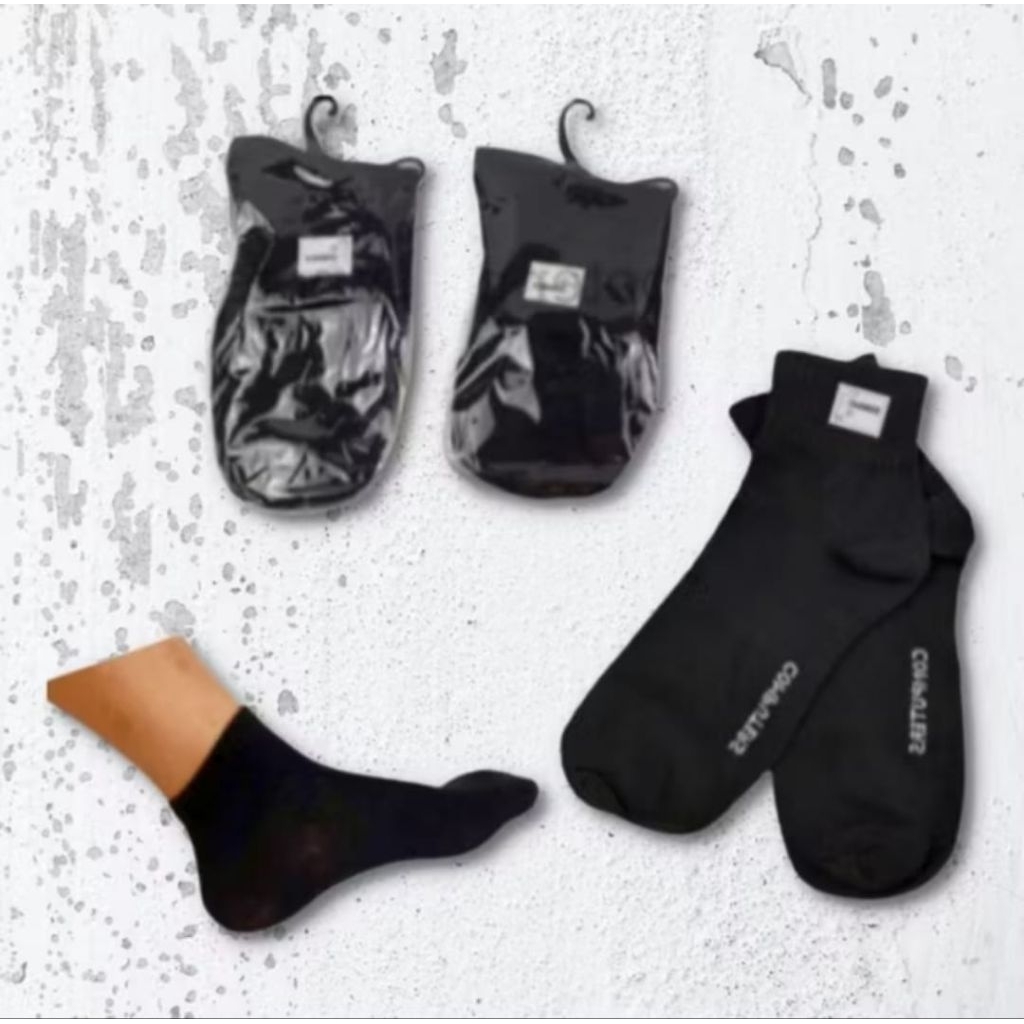 การเชื่อมต่อ (6 PAIRS) BLACK SPORT SCHOOL SOCKS 3/4 ELEMENTARY-JUNIOR HIGH-SECURITY GRADE QUALITY NO