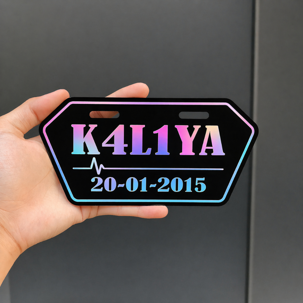 V2 ELECTRIC BIKE NUMBER PLATE สี HOLOGRAM CUSTOM NAME & 6-SQUARE ACRYLIC NUMBER FREE BOLT
