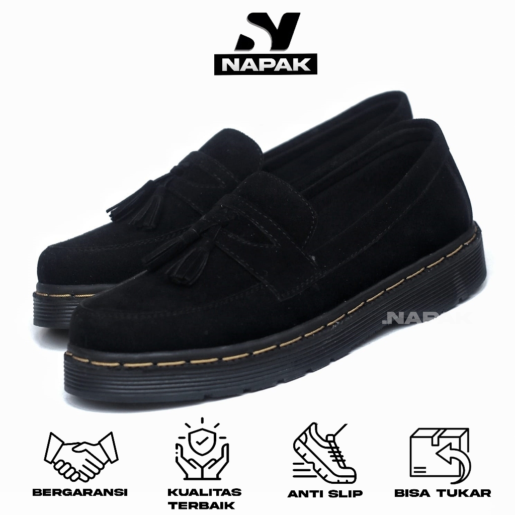 Kaine Docmart รองเท้าโลฟเฟอร์ลําลองสีดําสําหรับผู้ชายของแท้