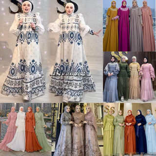 SHELLASAUKIA GAMIS DRESS CERUTY BRUKAT DAN TILE TANPA HIJAB ORI BY SHELLASAUKIA
