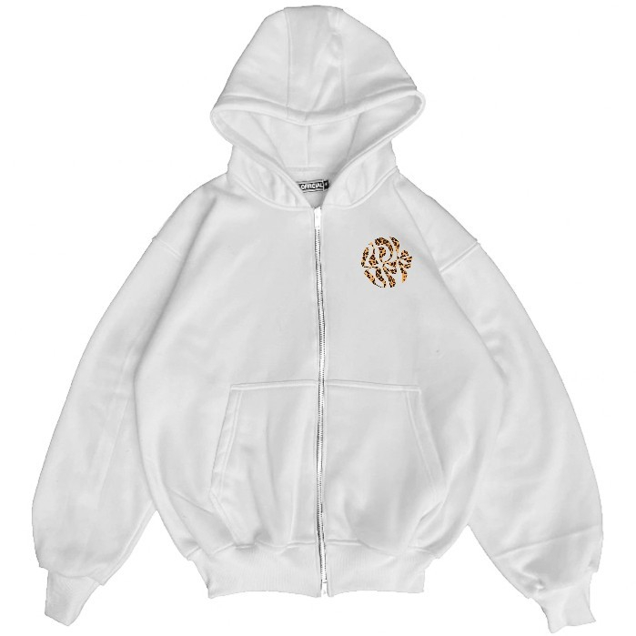 DOOMMARKET - Boxy Double Zipper Hoodie Udloff Broken White Spotted Unisex Oversize / Boxy Zipper Hoo