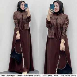Gamis Outer Nyatu Kekinian Lolita Maxy 2  Bahan Knit Premium LD 110cm PJ 135cm Trendy Modis