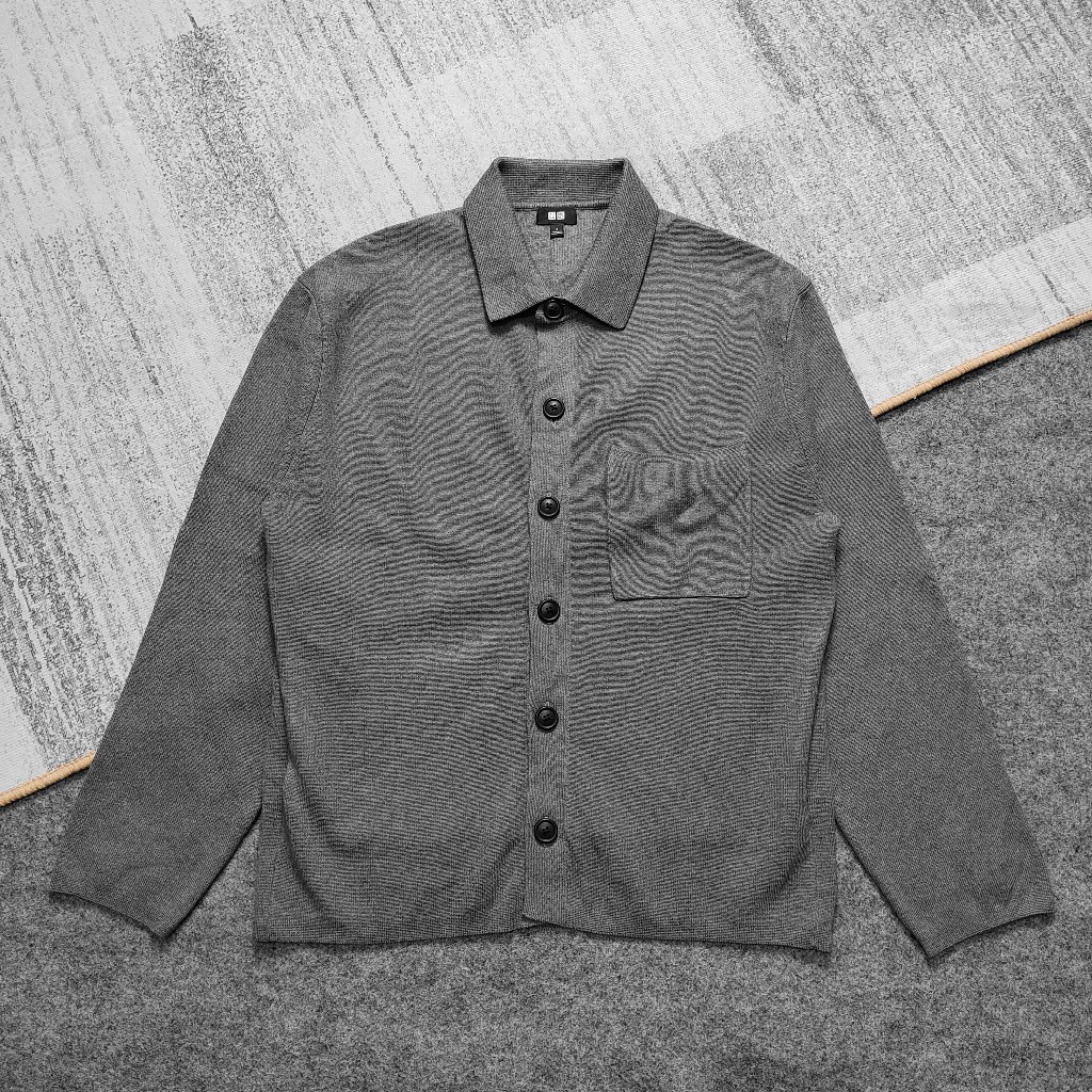 Uniqlo Milano Ribbed Shirt Collar Cardigan Outer