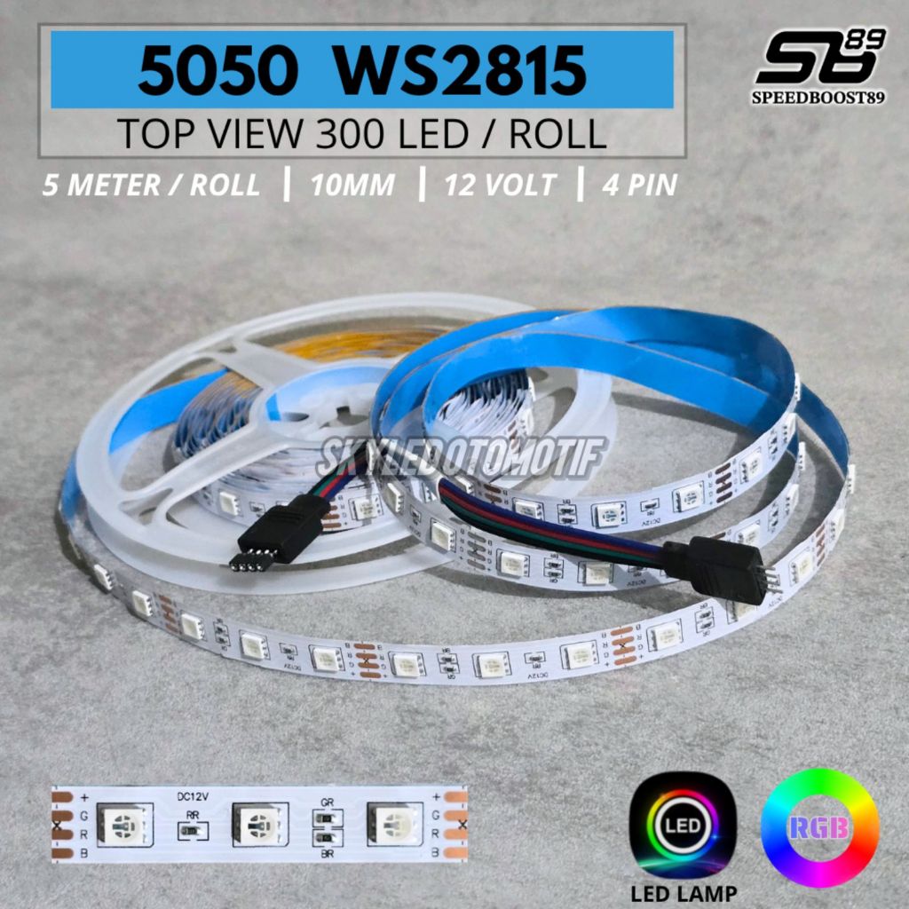 LED Strip WS2815 RGB 5050 300 Led 1 ม้วนกว้าง 10MM DC 12 โวลต์