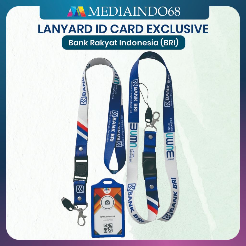 BANK BRI Lanyard, ID, HP/Flashdisk Digital Printing (แพ็คเกจที่สมบูรณ์พิเศษ)