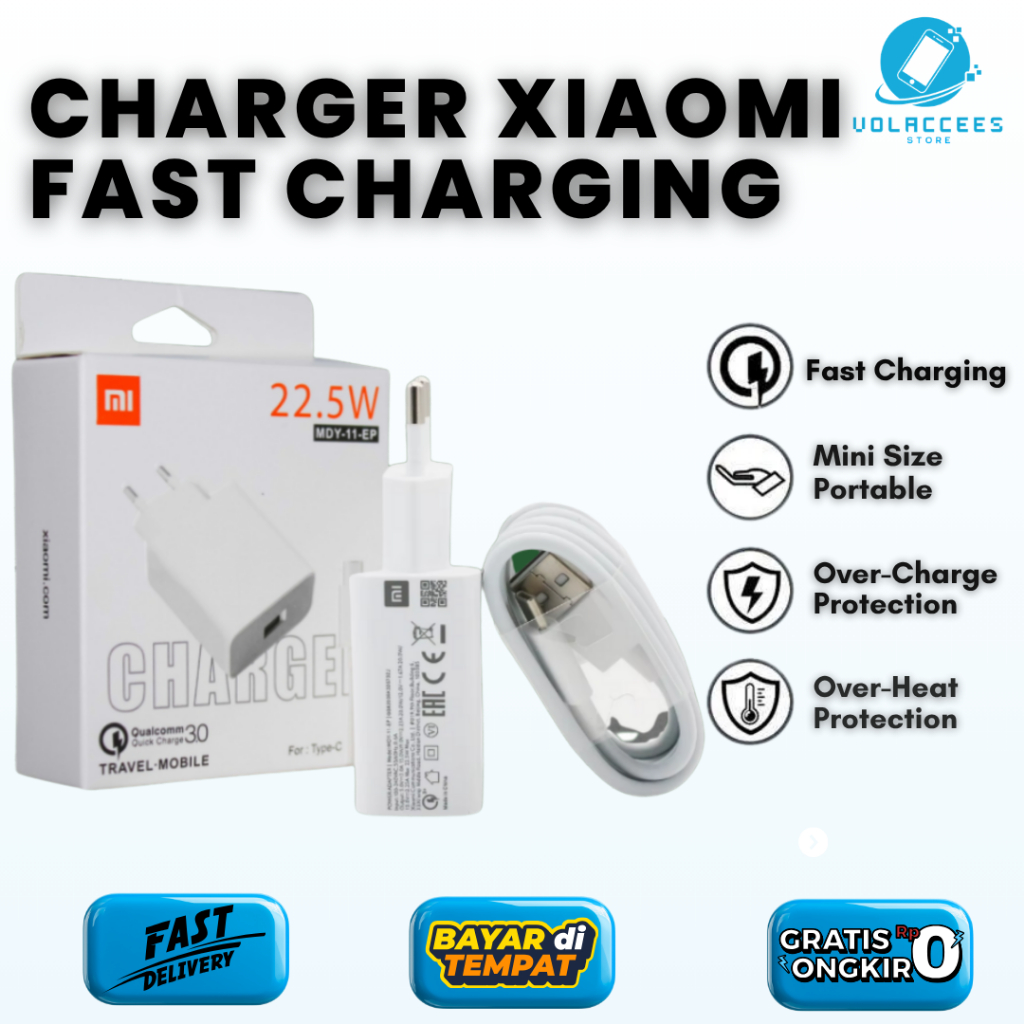 XIAOMI TURBO FAST CHARGING 22.5 MDY-11-EP CHARGER ADAPTER + TYPE-C CABLE / MICRO USB FULLSET ORIGINA