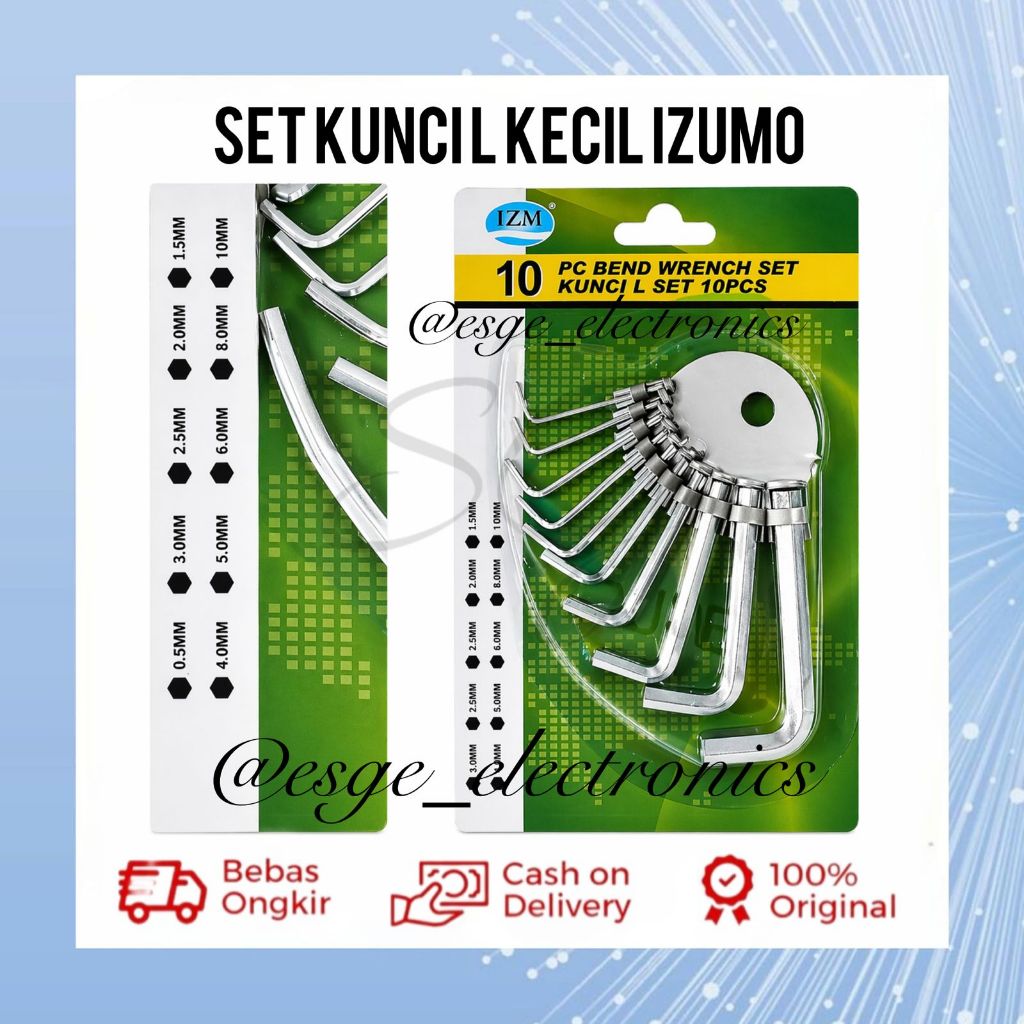 ORIGINAL SMALL L-WRENCH SET 10 ชิ้น IZUMO BED WRENCH SET IZUMO MINI L-WRENCH