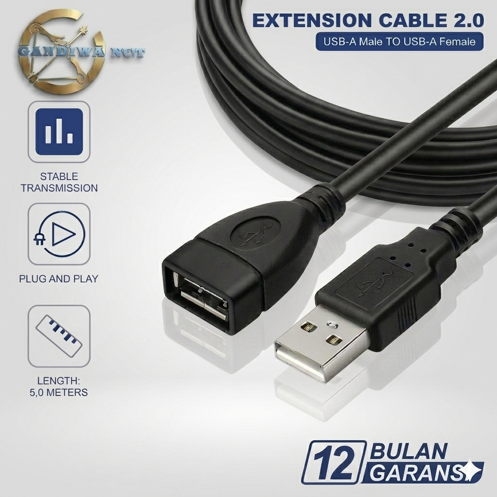 5M สีดํา USB Extension Cable 5 เมตร USB Extension Cable Connector