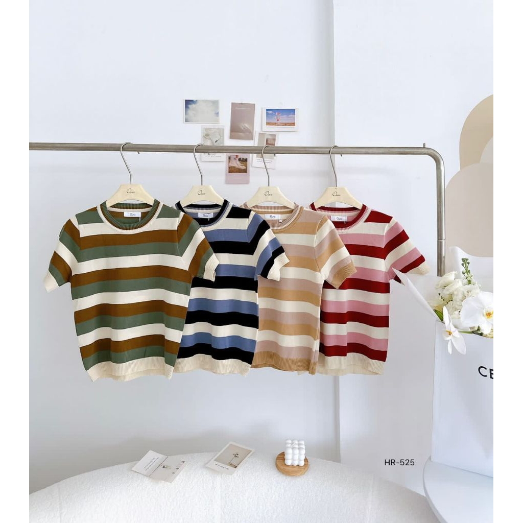 ON-HR525 KNIT OUNIE BANGKOK | IMPORTED STRIPE เสื้อยืดผู้หญิง KNIT