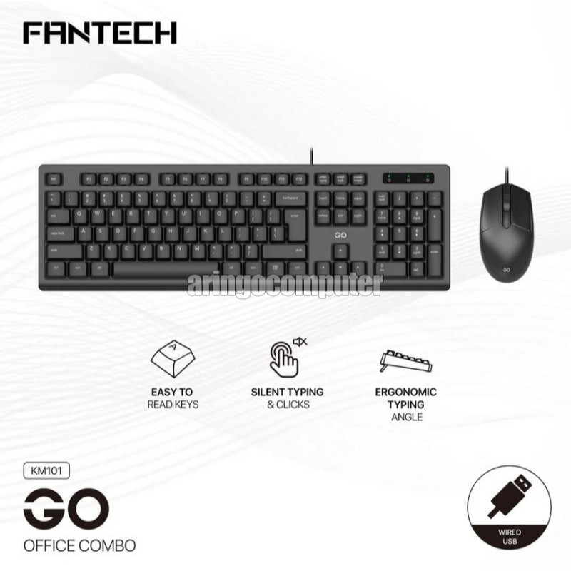 Fantech GO COMBO MOUSE KM101 คีย์บอร์ดสีดํา