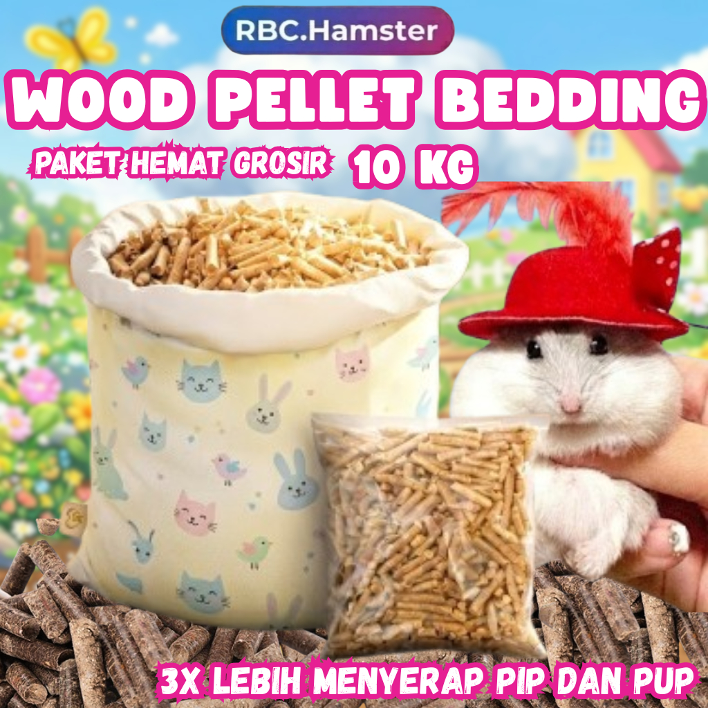WHOLESALE SAVING PACKAGE 10 KG WOOD PELLET BEDDING CAGE BEDDING WOODEN PELLET HAMSTER, MINI ORCHID, 