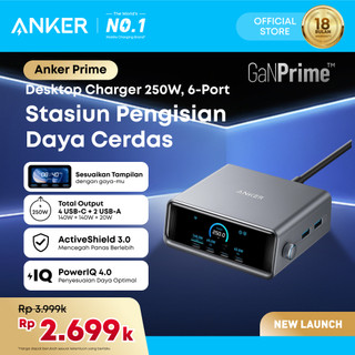 Anker Prime Desktop Charger GaNPrime 6 Port For Macbook Pro, Laptop Fast Charging 250W LCD display smart control dial - A2345