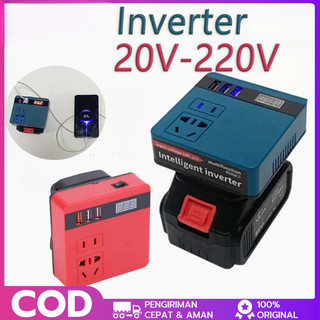 Inverter praktis 21V ke 220V 100W output stabil dengan 3 USB charging cepat untuk baterai Makita dapat digunakan menyalakan lampu bor obeng listrik dan perangkat elektronik kecil di bengkel lapangan atau camping
