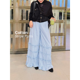 BAYLERA - Celana Kulot Wanita Stripe Pants Cotton - Celana Salur Katun Kulot Pants