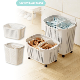 BLB Keranjang Laundry Dengan Roda dan Gagang Keranjang Pakaian Kotor Laundry Basket Kapasitas Besar STO052
