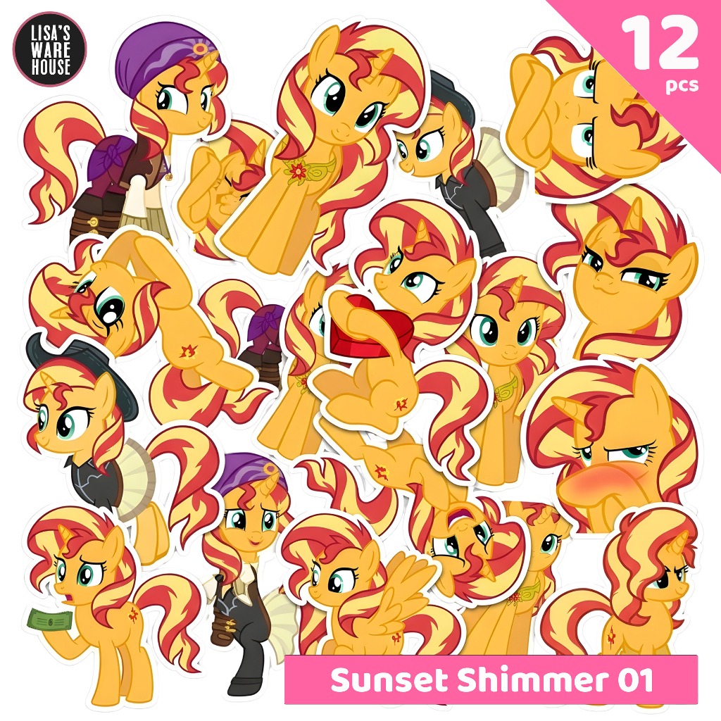 สติ๊กเกอร์ My Little Pony 12 ชิ้น: Sunset Shimmer Volume 01
