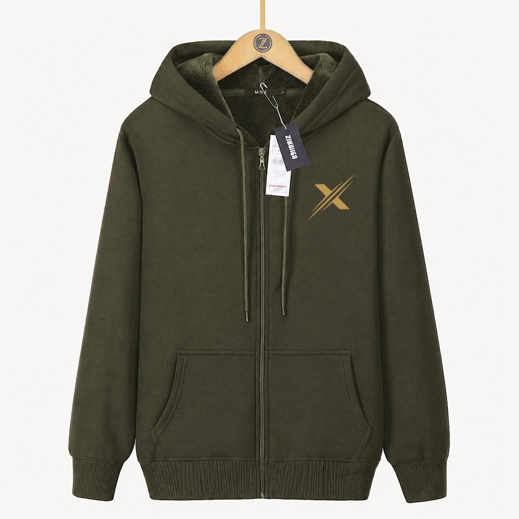 Zirdigo Distro X Zipper Jacket Gold Logo Stripe Zipper Sweater สําหรับผู้ชายและผู้หญิง