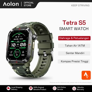 [Bestselling]Aolon Tetra S5 Smartwatch Pria Original Layar 1,93 inci | Kompas & Senter | Tahan Air 1ATM | Monitoring Tidur & Olahraga | Jam tangan olahraga