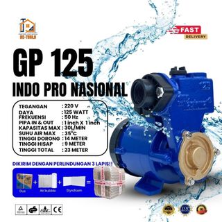 BE-TOOLS GP 125 Indo Pro Nasional Pompa Pendorong Air Rumah Tangga Kapasitas 30L/Menit Hemat Energi & Tahan Lama.