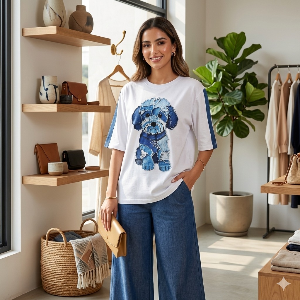 One Set Women Casual - Aura Az-Zahra Blue Culottes Pants Set เสื้อผ้าผู้หญิง