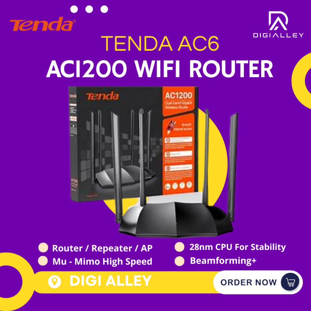 Tenda AC6 AC1200 Mbps เราเตอร์ไร้สายดูอัลแบนด์อัจฉริยะ WALL KILLER