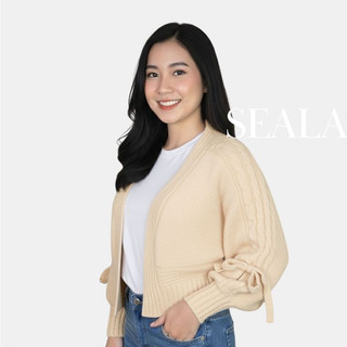 SEALA Cardigan Wanita Kekinian Gaya Korea | Atasan Rajut Premium Tali Pita Lengan Casual Aesthetic | Atasan Wanita Terbaru