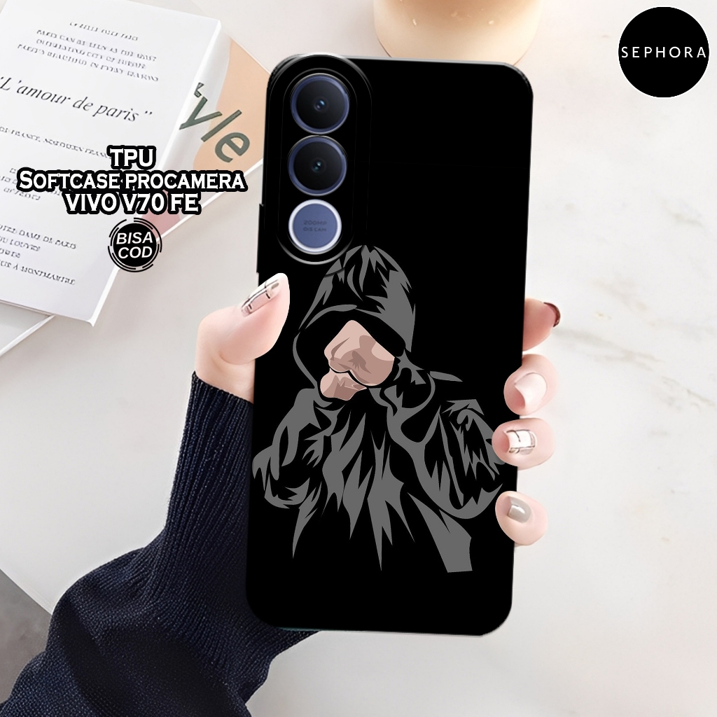 เคส HP ล่าสุด VIVO V70 FE 2026 - เคสแฟชั่นสีดํา - เคส VIVO V70 FE 2026 Softcase - เคสกล้อง Pro - เคส
