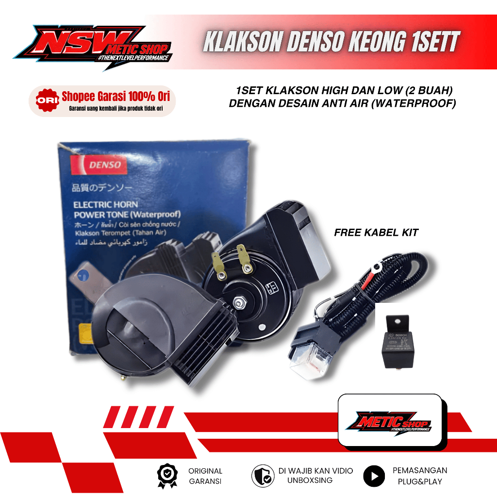 DENSO KEONG TRUMPET WATERPROOF 12V Double Socket Pin Terminal 2 High & Low แตรสากลสําหรับรถยนต์และรถ