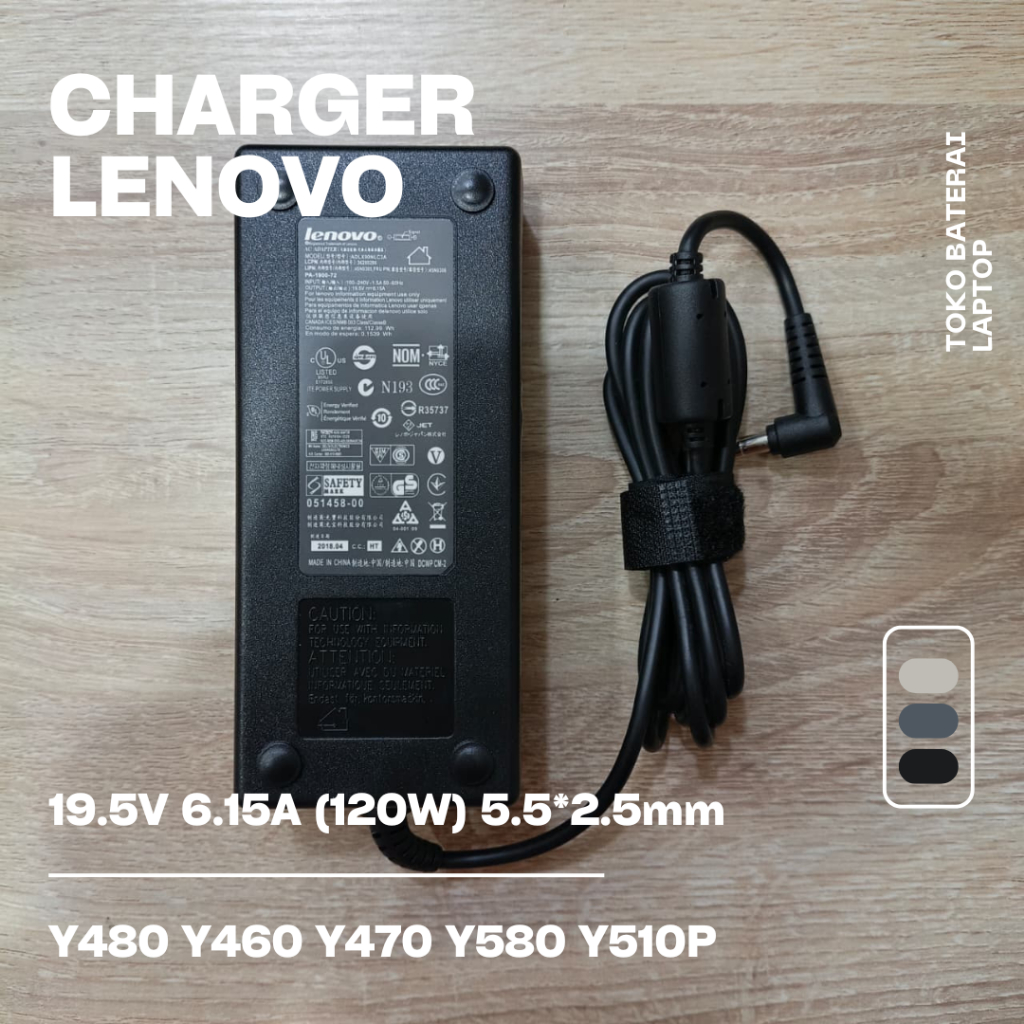 Lenovo Y480 Y460 Y470 Y580 Y510P 19.5V 6.15A (120W) 5.5*2.5 มม.อะแดปเตอร์ชาร์จแล็ปท็อป