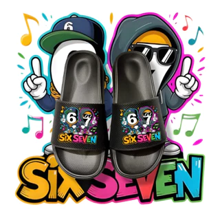 หกเจ็ด เบี้ยประกันภัย สีดํา รองเท้าแตะยางเด็กผู้ชาย เกมออนไลน์ ขนาด 28-37 ทนทาน