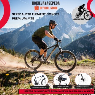 ELEMENT Sepeda Gunung Coyote Dewasa dan Remaja MTB Fitur Lengkap operan 21 SPEED - Rem DISC Cakram - BB bearings