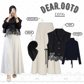 4in1 Set Outfit Wanita (Rok Joda + Inner + Vest + Hijab) Kekinian Casual Elegan Muslimah Terbaru - D096