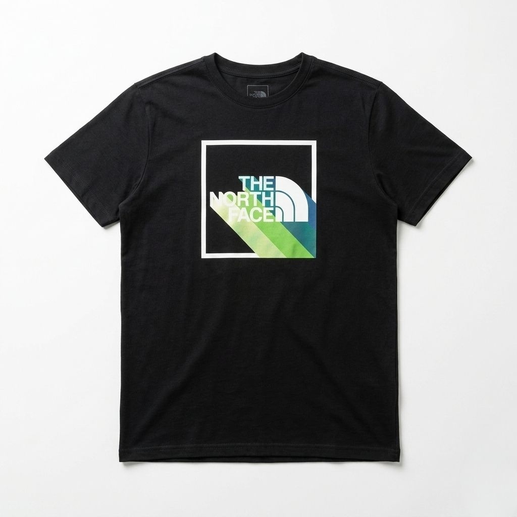 TNF Box Logo Rainbow Stripe เสื้อยืดสีดํา - Size M Fit L