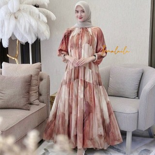 Yuuna Flowers Dress Gamis Retro Wanita Bahan Rayon Adem lembut Cantik Nyaman Elegan By Irmalaila