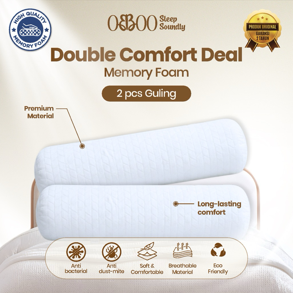 Obboo Sleep Soundly ซื้อ 1 แถม 1 - ซื้อ 1 แถม 1 (2 หมอนข้าง) โฟมหน่วยความจําระดับพรีเมียม - ปกถักขนส