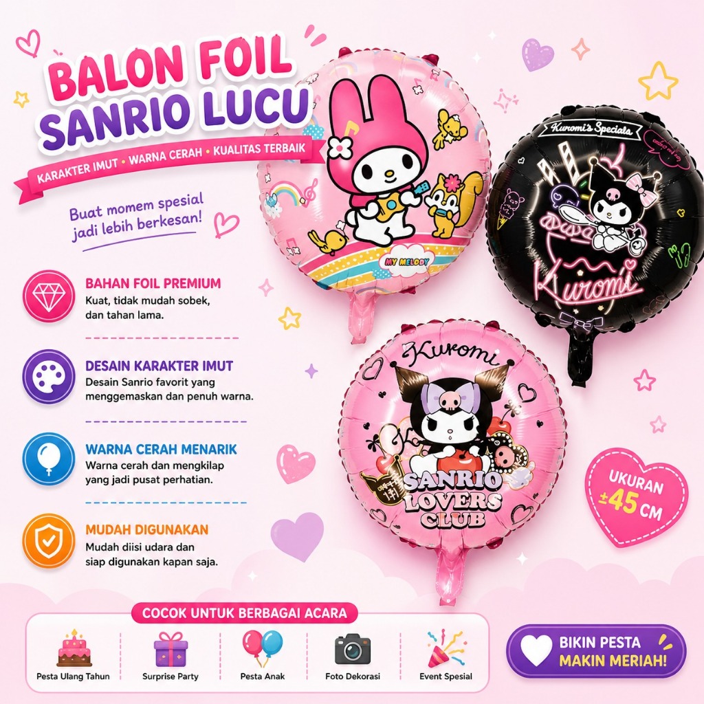 SANRIO CHARACTER ROUND BALLOONS
