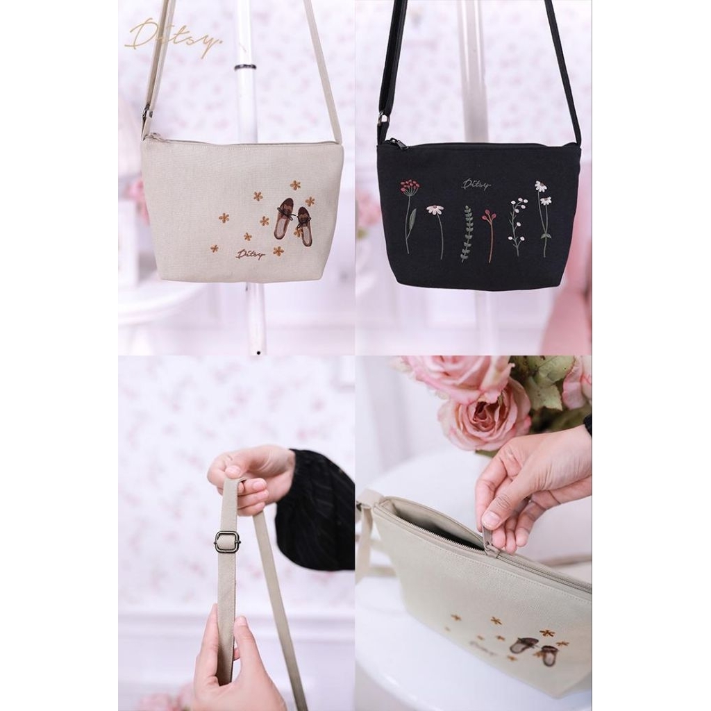 Sling Bag Prive Totebag prive Shoes Cream Valley Flower Black Totebag prive Drawstring Prive Bag Dit