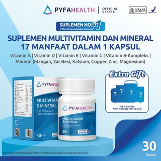 [HALAL BPOM] Pyfahealth Multivitamin & Mineral 17 in 1 - Suplemen 30 Kapsul | Mengandung Vitamin A, B, C, D, E, Mangan, Zat Besi, Kalsium, Zinc | Menjaga Imunitas Tubuh