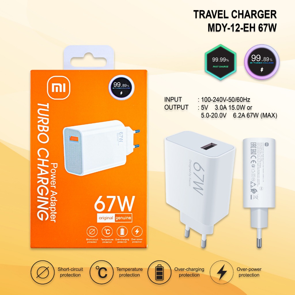 Xiaomi MDY-12-EH 67W เครื่องชาร์จ Batok Casan ชาร์จเร็วของแท้