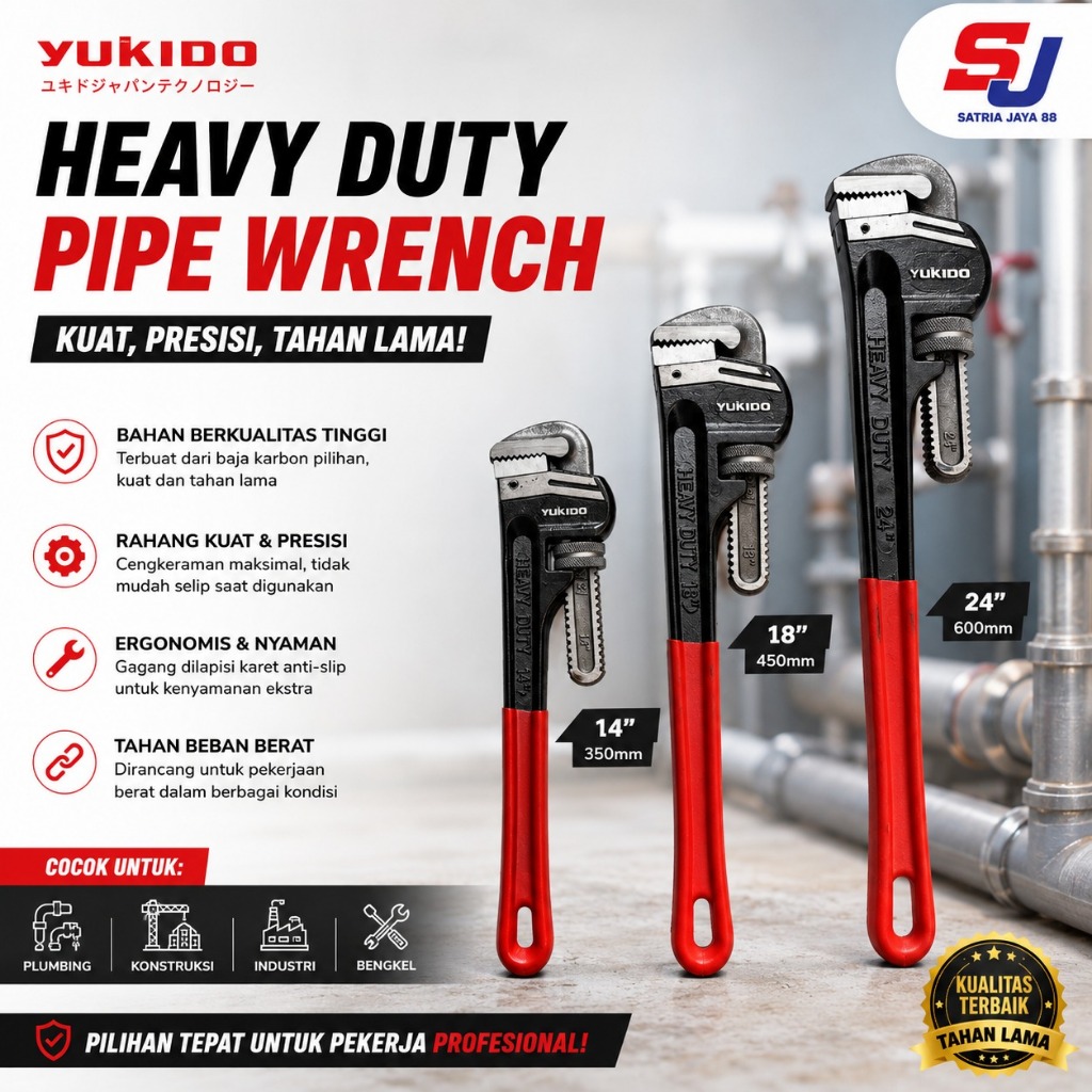 YUKIDO PIPE WRENCH 12 / 14 / 18 / 24 นิ้ว PIPE WRENCH PLUG WRENCH