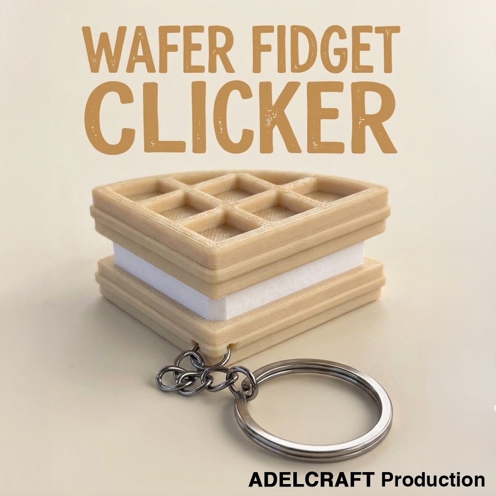 GANTUNGAN Ktmstore - Wafer Waffle Ice Cream Clicker Fidget พวงกุญแจคีย์บอร์ดแบบกลไก 3D ASMR